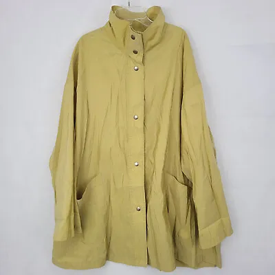 MYCRA PAC Womens 2 M/L MEDIUM LARGE Jacket Rain Coat Yellow Snap Front With Bag • $50.99