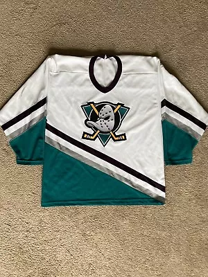 Vintage Anaheim Mighty Ducks Masks CCM Hockey Jersey NHL Men's Size Large • $90