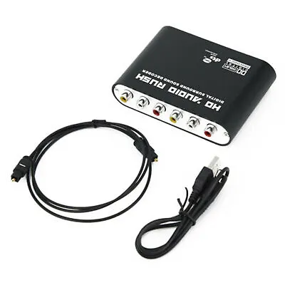 Audio 5.1CH AC3 DTS Digital Sound Decoder Optical SPDIF Coaxial To 6RCA W/Cable • £17.66