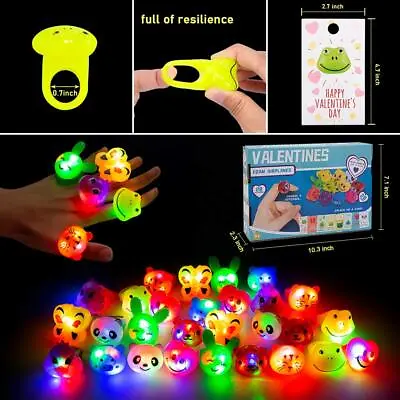 $31.56 • Buy Animal Light Up Rings Flashing LED Bumpy Jelly Ring Valentines Day Cards Toys US