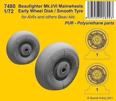 CMK 7480 1:72 Bristol Beaufighter Mk.I/Mk.VI Mainwheels Early Wheel Hub / Smooth • £3.24