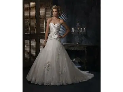 Maggie Sottero Haute Couture Isadora  J1364 Size 12 Ivory Tulle Long Train • $299