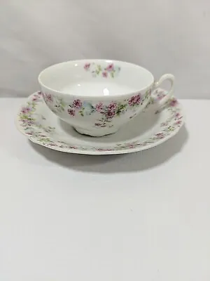 Antique Carl Tielsch CT Tea Cup & Saucer Pink Floral Pattern Germany • $16.92