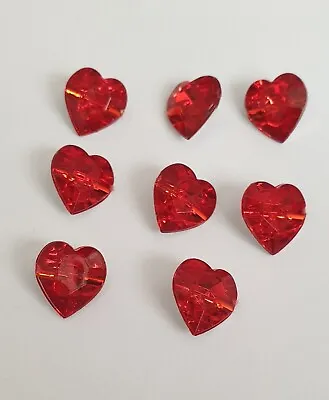 £2 • Buy 8 X Red 15mm Approx Diamante Sparkly Heart Shaped Buttons,Sewing Crafts,Knitting