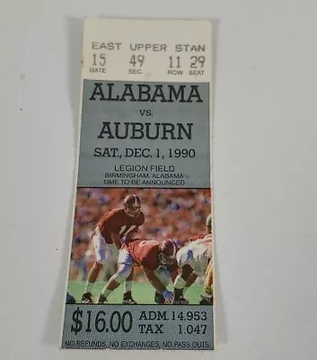 Alabama Vs Auburn Football Ticket Stubs December 1 1990 • $15.15