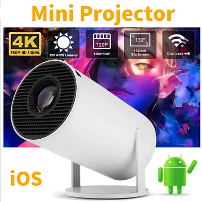4K Mini Projector 10000 Lumen LED 1080P WiFi Bluetooth UHD Portable Home Theater • $36.99