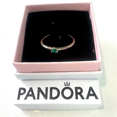 $34.22 • Buy PANDORA Green Ring Rose Gold Size 56