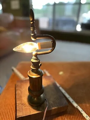 Brass Desk Lamp Old World 12” Offset Light Unique Side Light Base Vtg Leviton • $23