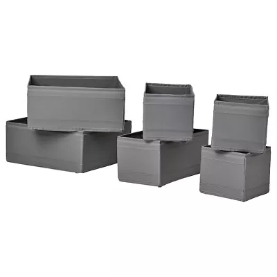 IKEA SKUBB Set Of 6 Drawer Organiser Storage Cloth Box Wardrobe Grey • £15