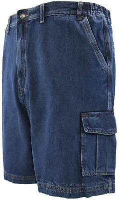 Big & Tall Men's Sizes 46 - 72 Denim Cargo Shorts By Full Blue  • $41.99