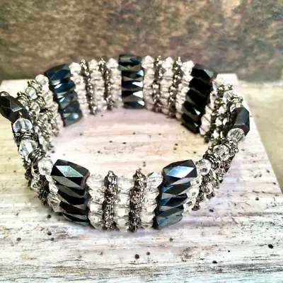 Vintage 80's Magnetic Hematite Wrap Around Bracelet/ Necklace Anklet • $14.88