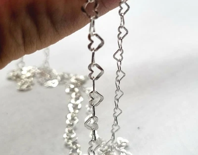 Italian Sterling Silver Necklace Chain 925 Love Heart Link - Various Lengths • £6.86