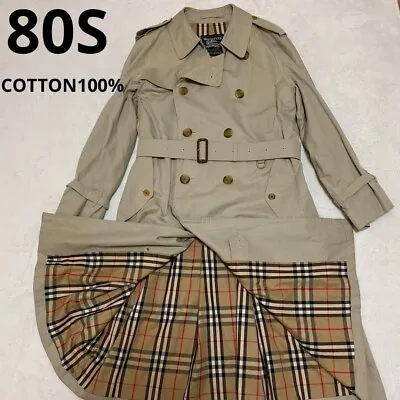 BURBERRY Nova Check Trench Coat Cotton 80S With Belt Beige Size XL JAPAN • $123