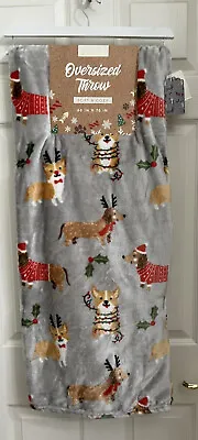 Envogue Christmas Dachshunds And Corgis Oversized Throw Blanket 60 X 70. NWT. • $34