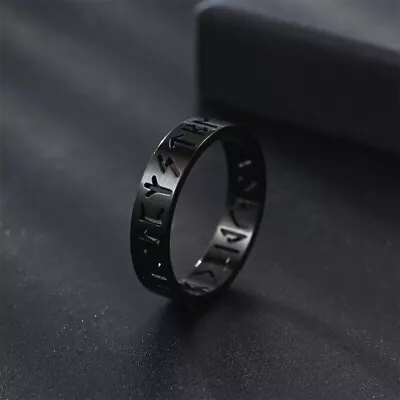 Men's Black Valknut Viking Rune Wedding Band Ring Stainless Steel Size 7-12 Gift • $10.99