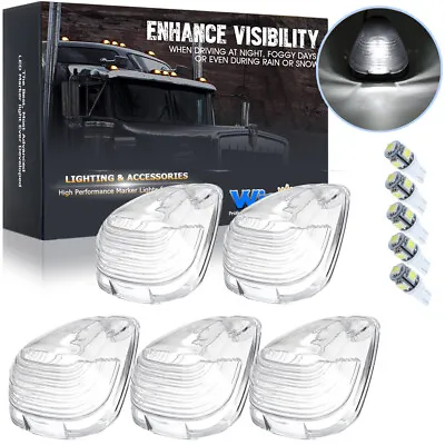 5PC Clearance Cab Marker Light Clear Cover + White LED Bulb For Ford F-250 E-350 • $15.44