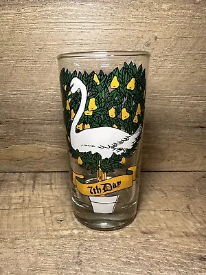 Seventh Day Of Christmas Drinking Glass - Vintage White Green Yellow Swan • $6