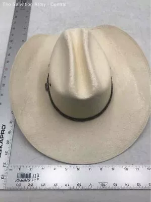 Justin Mens Cream Western Straw Lightweight Headwear Cowboy Hat Size 55 6 7/8 • $9.99