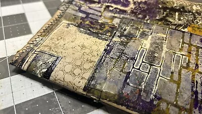 Vintage Style Purple Mixed Media Collaged Gel Print Handmade Junk Journal • $30