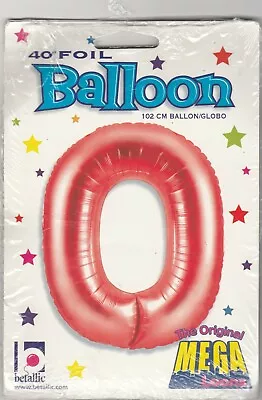 Betallic Metallic Red Number  0   Megaloons 40 Inch  Foil Balloon ~  Ranjacuj • $6