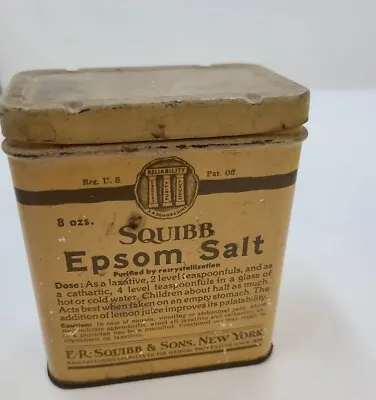 Squibb Epsom Salt Vintage Tin New York Removable Lid • $6.60
