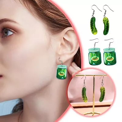 Vegetable Cucumber Pickled Cucumber Earrings Cute Personality Trendy Acrylic • $5.18