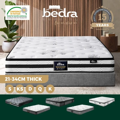 $129.90 • Buy Bedra Mattress Queen Single Double King EuroTop Bed 7 Zone Spring Medium Firm
