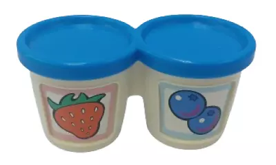 Play Food Vintage Fisher Price Smart Shopper Strawberry & Blueberry Yogurt Cups • $13.49