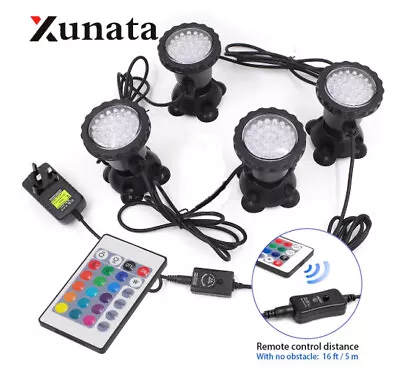 1- 4 Lights/Set RGB LED Underwater Spot Light Aquarium Garden Fountain Pond Lamp • £27.60