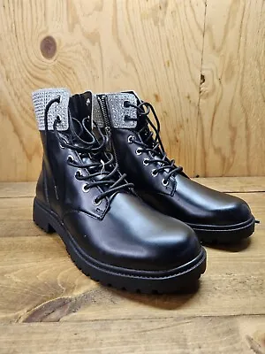 Michael Kors MK Alistair Glitter Black Lug Sole Combat Boots Size 9 M  • $55.20