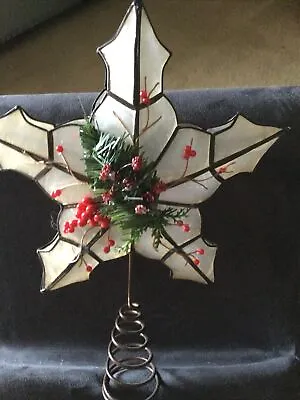 Capiz Shell Star 8  Tree Topper Metal Scroll Vintage Christmas Decoration • $9.72