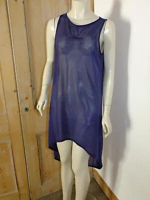 £14 • Buy ASOS Chiffon Dress Tunic Top Lagenlook Tunic Slouchy Blue UK 12 Sheer Asymmetric
