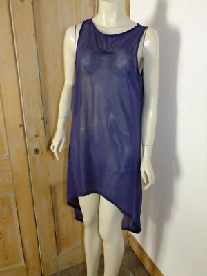 £5 • Buy ASOS Chiffon Dress Tunic Top Lagenlook Tunic Slouchy Blue UK 12 Sheer Asymmetric