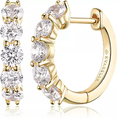 Gold Hoop Earrings For Women 14K Real Gold Plated Huggie Hoop Earring Diamond US • $26.44