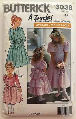 $6.39 • Buy Vintage Butterick Pattern 1988 #3038 Children's Dress Size 4-5-6 Uncut