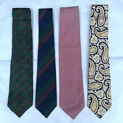 4 Lot Ermenegildo Zegna Ties Paisley Stripes 100% Silk Cotton Green Red Blue • $49.50