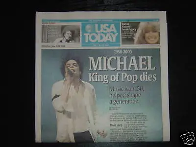 USA TODAY Michael Jackson Death RIP MINT Newspaper NEW • $18.74