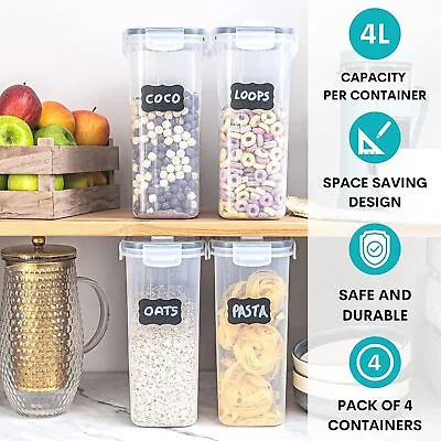 Set Of 4 Cereal Storage Containers Dispenser Food Storage Container Dispenser • £13.99