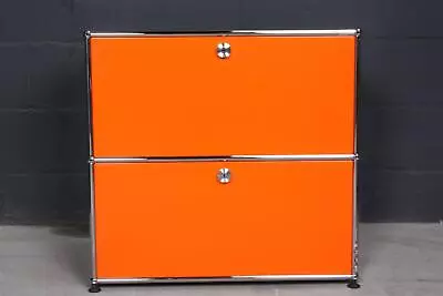 USM Haller Flashy Design Sideboard Shelf 2 Compartments 2 Flaps Orange 75er Wide • £1089.42