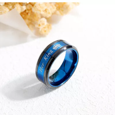 Couple Fashion Jewelry Her King His Queen Stainless Steel Ring Anniversary Gifts • $2.66