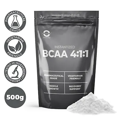 500g PURE BCAA 4:1:1 POWDER  UNFLAVOURED AMINO ACID PRE WORKOUT AND POST WORKOUT • $25