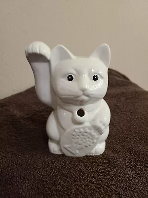 Benihana Maneki Neko Tiki Lucky Cat White Ceramic Mug Cup Painted Eyes • $20