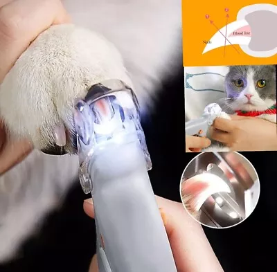 Pet Nail Clippers With LED Light Dog Cat Claw Grinder Scissor Toe Trimmer Cutter • £6.99