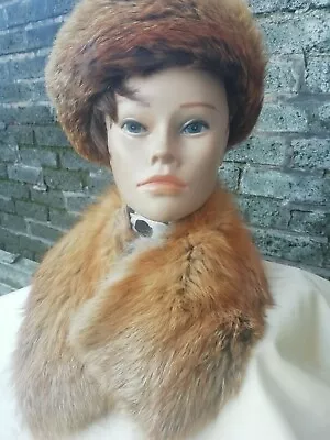 £25.50 • Buy Vtg Original 60s Glamorous Red Cream Canadian Fox Fur Coat Collar. Near Mint...