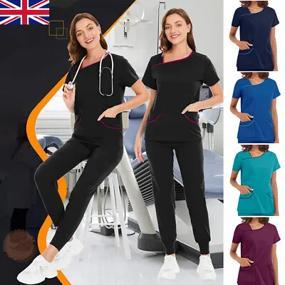 £13.29 • Buy Women Medical Nursing Scrub Suit Hospital Nurse Uniform Short Sleeve Top T-Shirt