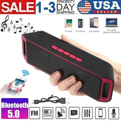 RED LOUD Bluetooth 5.0 Speaker Wireless Outdoor Stereo Bass USB/TF/FM Radio USA • $8.99