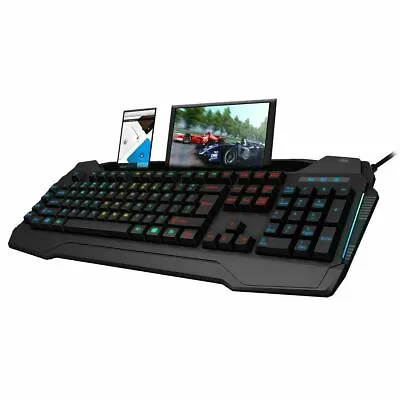 CiT Connect Wired Gaming Keyboard 7 Colour LED With Phone Holder & USB Hub UK • £18.95