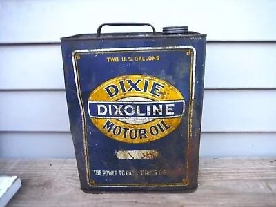 Vintage 2 Gallon Dixie Dixolene Motor Oil Can Ann Arbor Michigan Rare! • $81.01