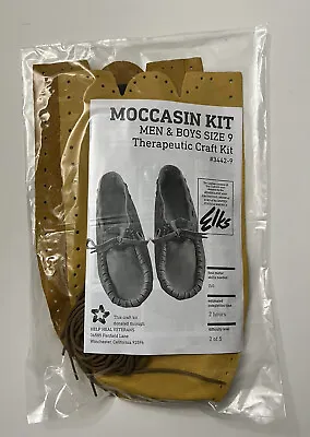 Moccasin Craft Kit Men & Boys Sz 9 ELKS Tan Brown Leather DIY 3442-9 • $19.99