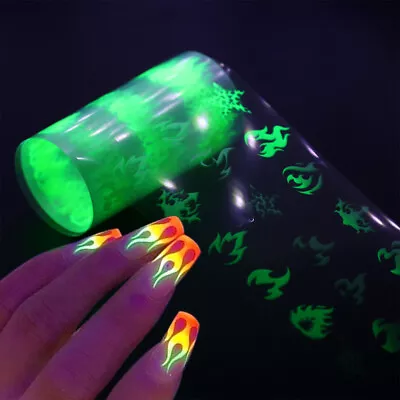 10 Rolls Holographic Nail Art Transfer Foil Stickers Neon Flame Fire Foil Beauty • $9.16